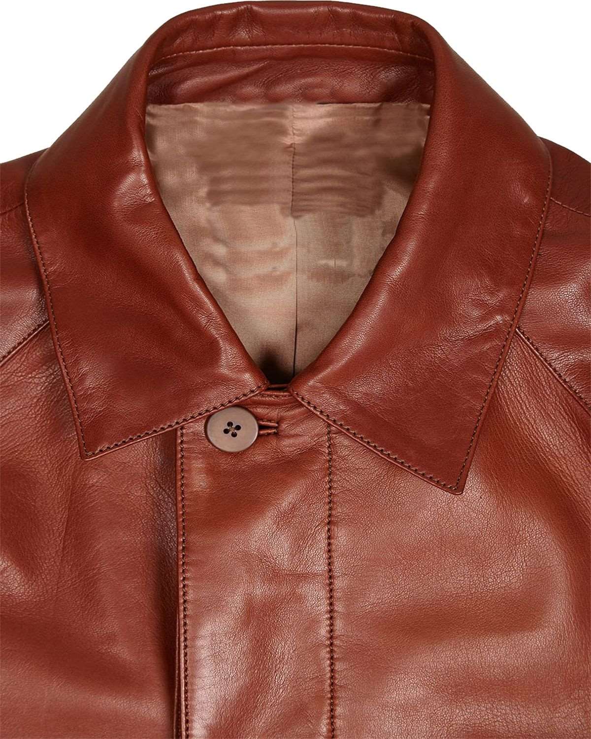 Men's Dark Brown Three Quarter Length Real Leather Coat