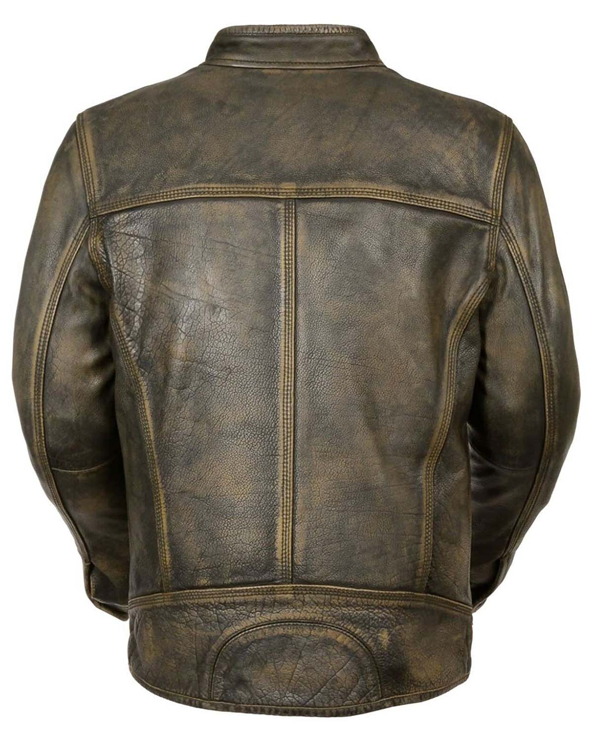 Mens Brown Cafe Racer Distressed Leather Jacket