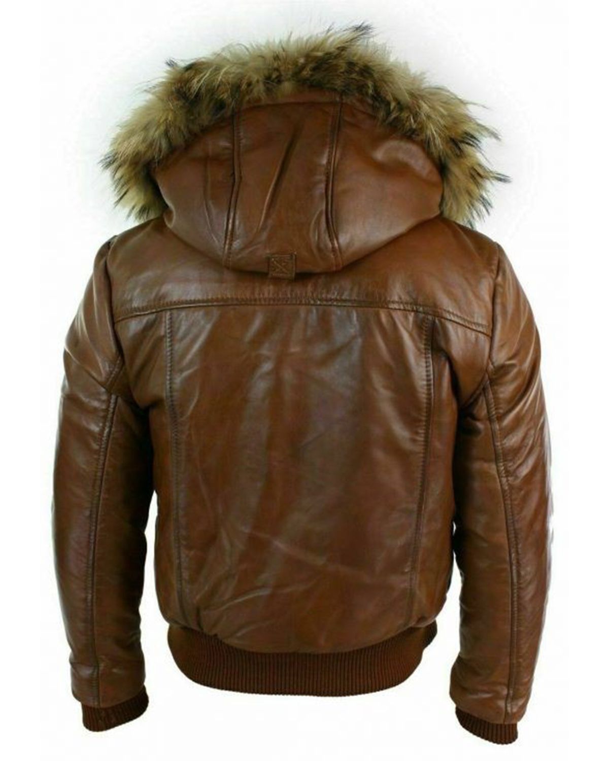 Men's Puffer Hooded Bomber Leather Jacket