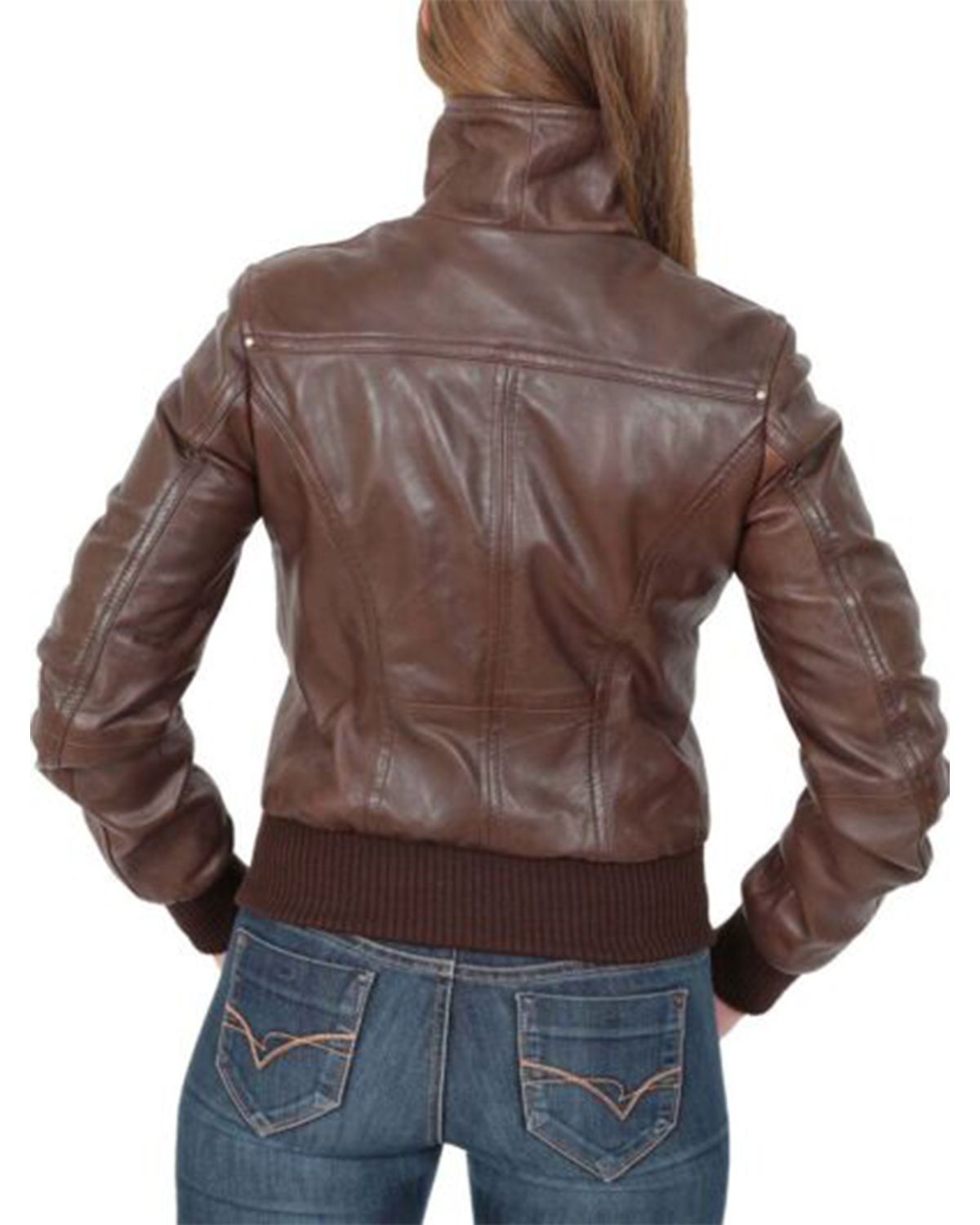 Womens Classic Bomber Real Leather Jacket