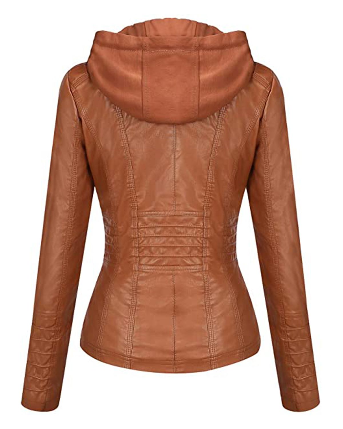 Women's Removable Hood Slim Fit Biker Real Leather Jacket