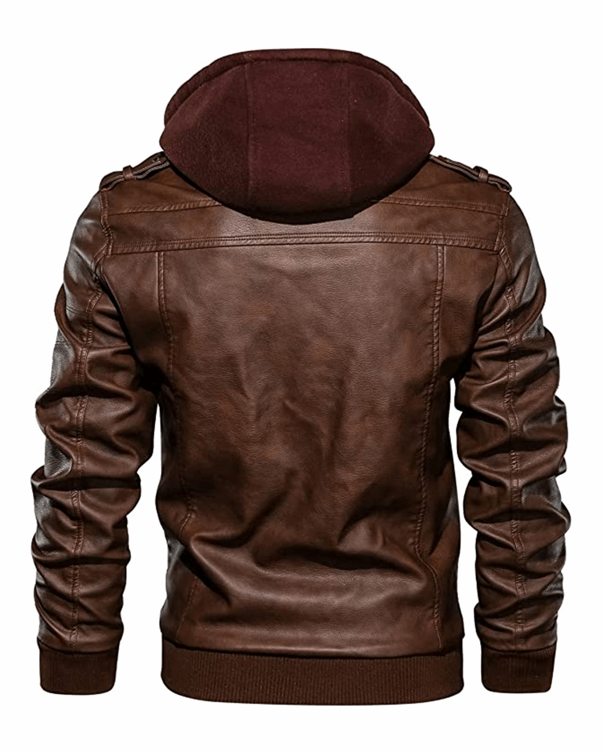 Men's Detachable Hooded Biker Motorcycle Leather Jacket