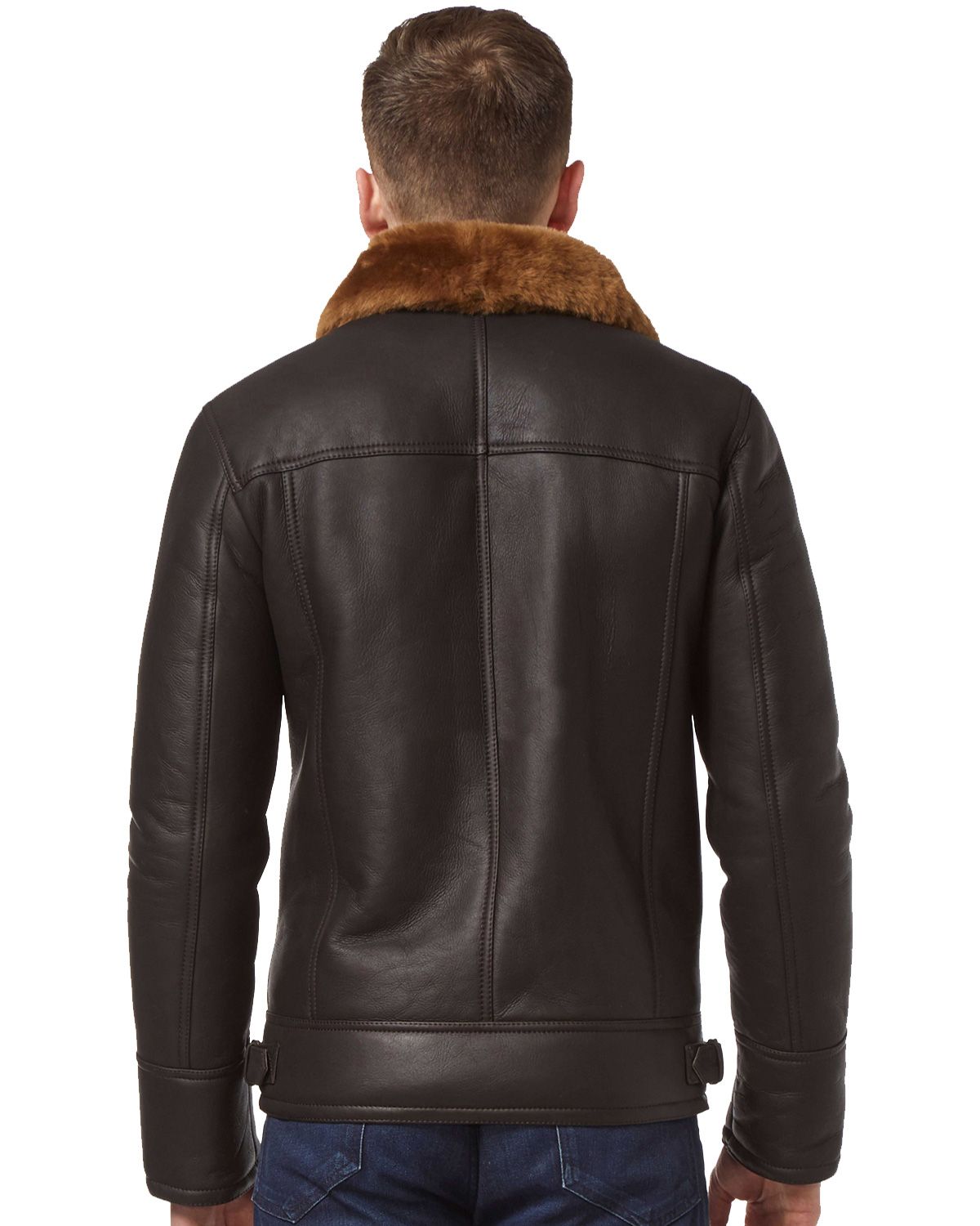 Men's Brown Ginger Aviator Bomber Cross Zipper Leather Jacket