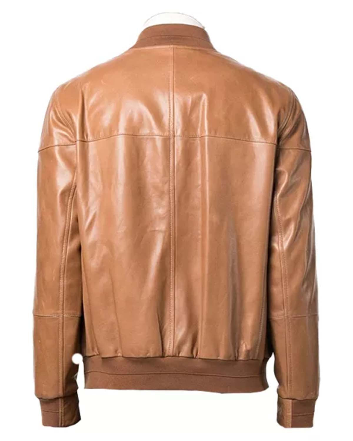 Mens Brown Leather Bomber Jacket