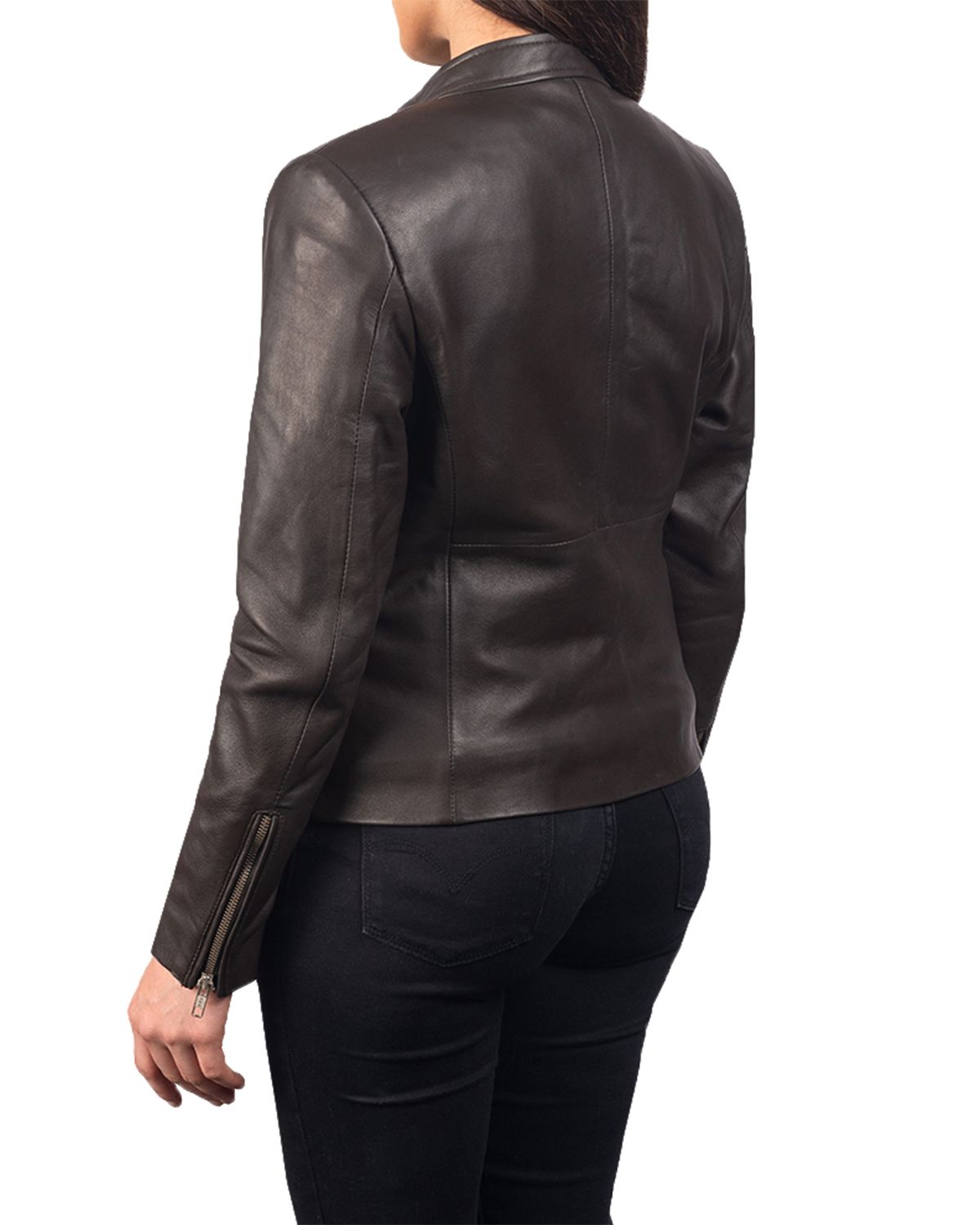 Women's Plain Biker Leather Jacket