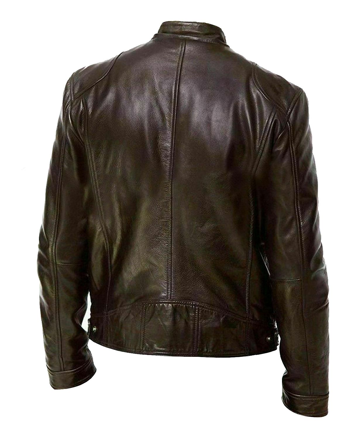 Men's Sword Cafe Racer Biker Real Sheepskin Leather Jacket