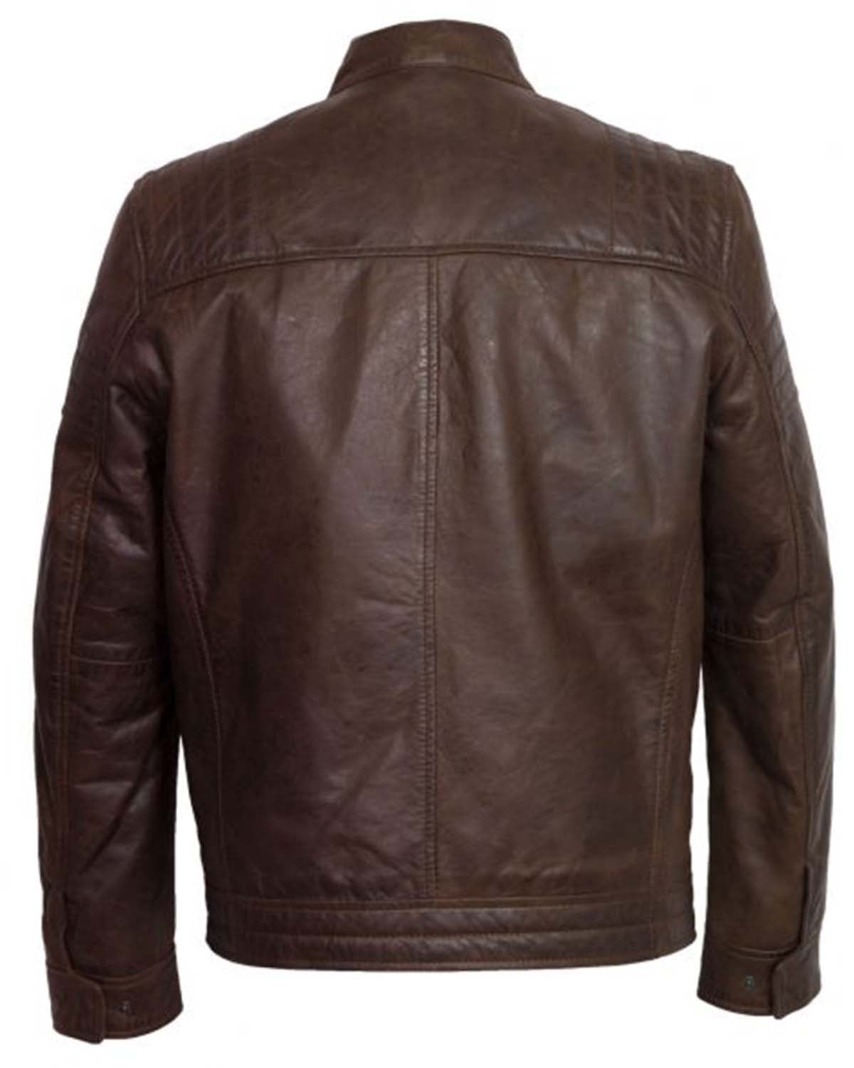 Mens Motorcycle Racer Brown Leather Jacket