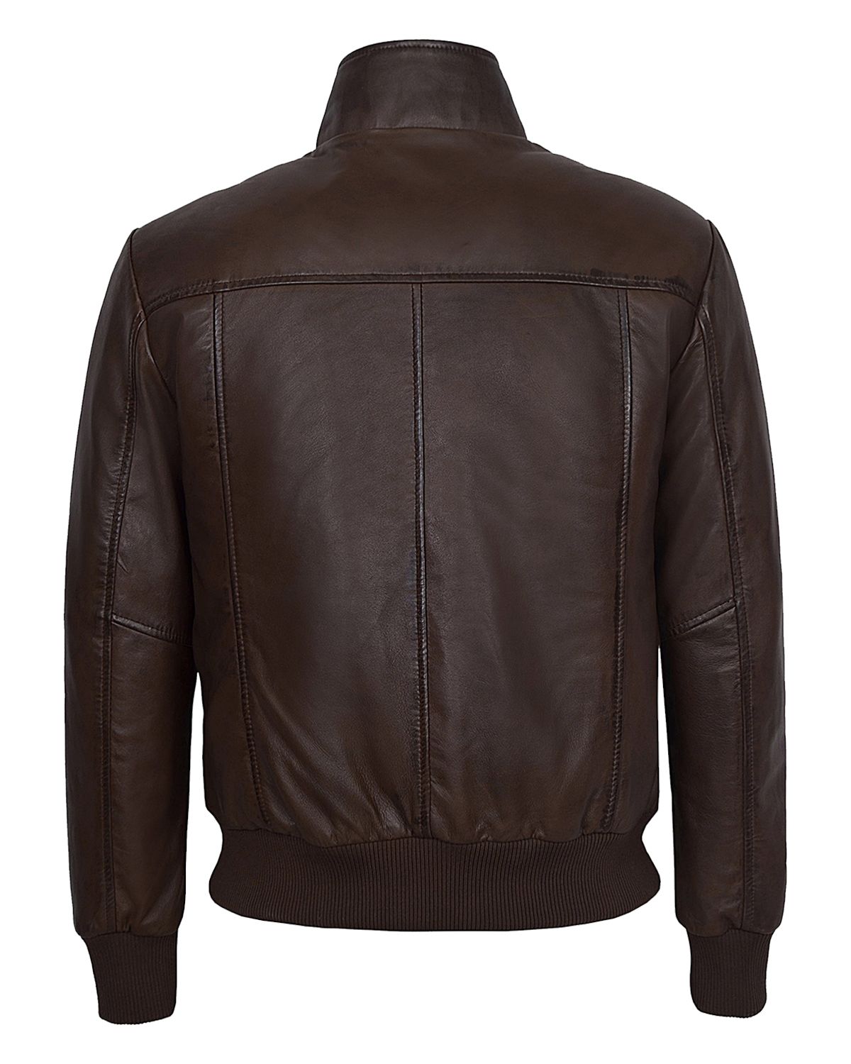 Mens Quilted Brown Retro Bomber Leather Jacket