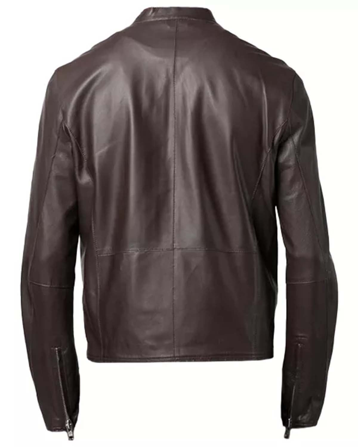 Mens Plain Brown Leather Jacket