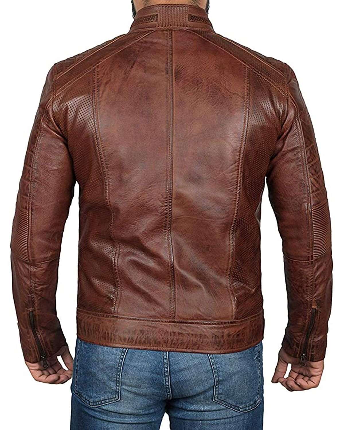 Men's Classic Cafe Racer Motorcycle Real Leather Jacket