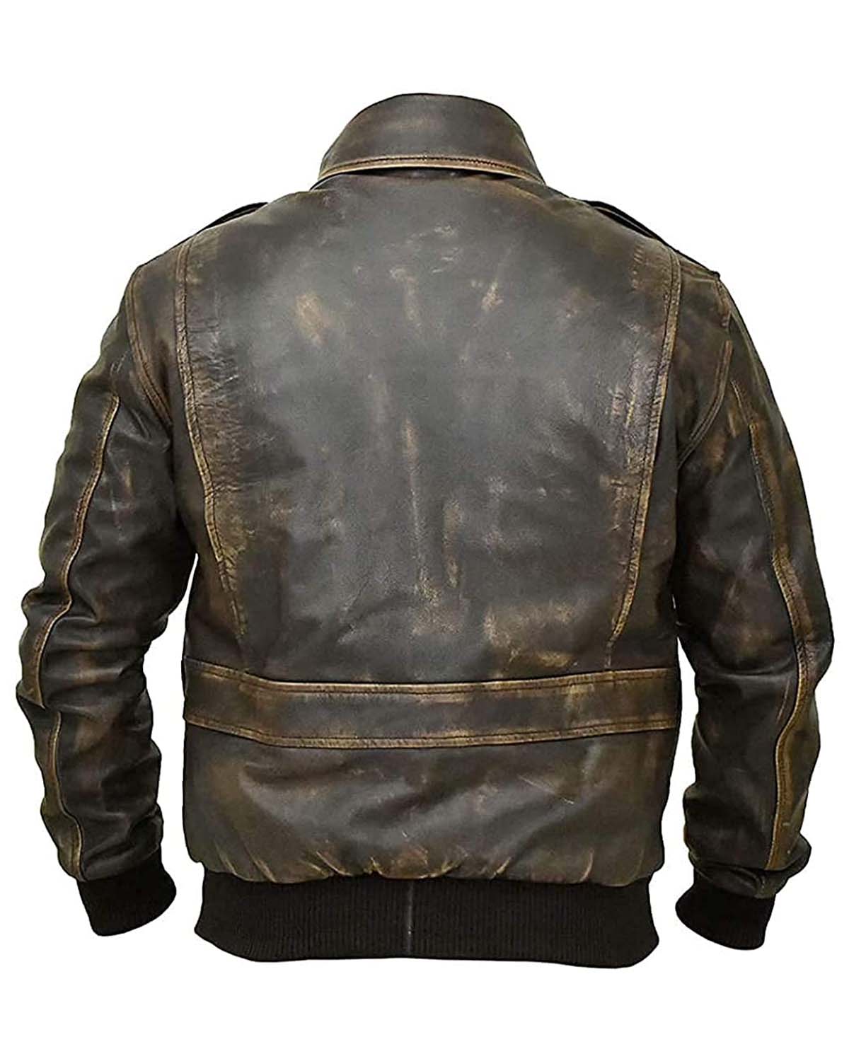 A2 Distressed Aviator Bomber Brown Leather Jacket