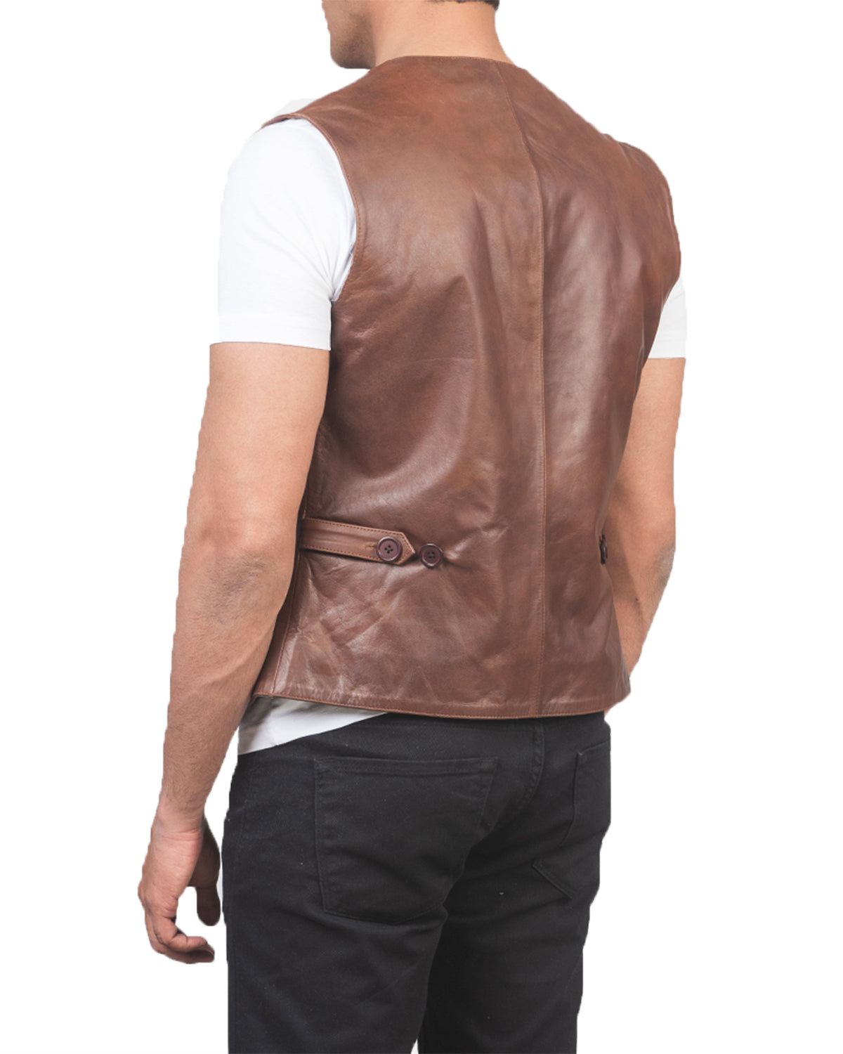 Men's Distressed Genuine Sheepskin Leather Vest