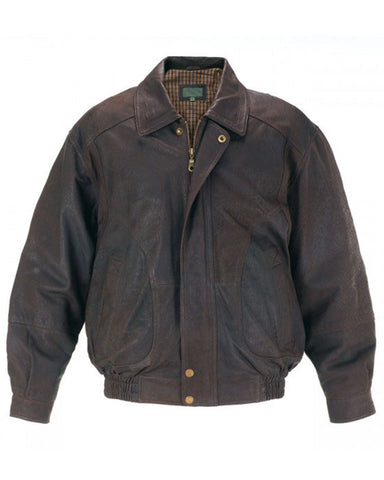 Mens Brown Leather Blouson Jacket