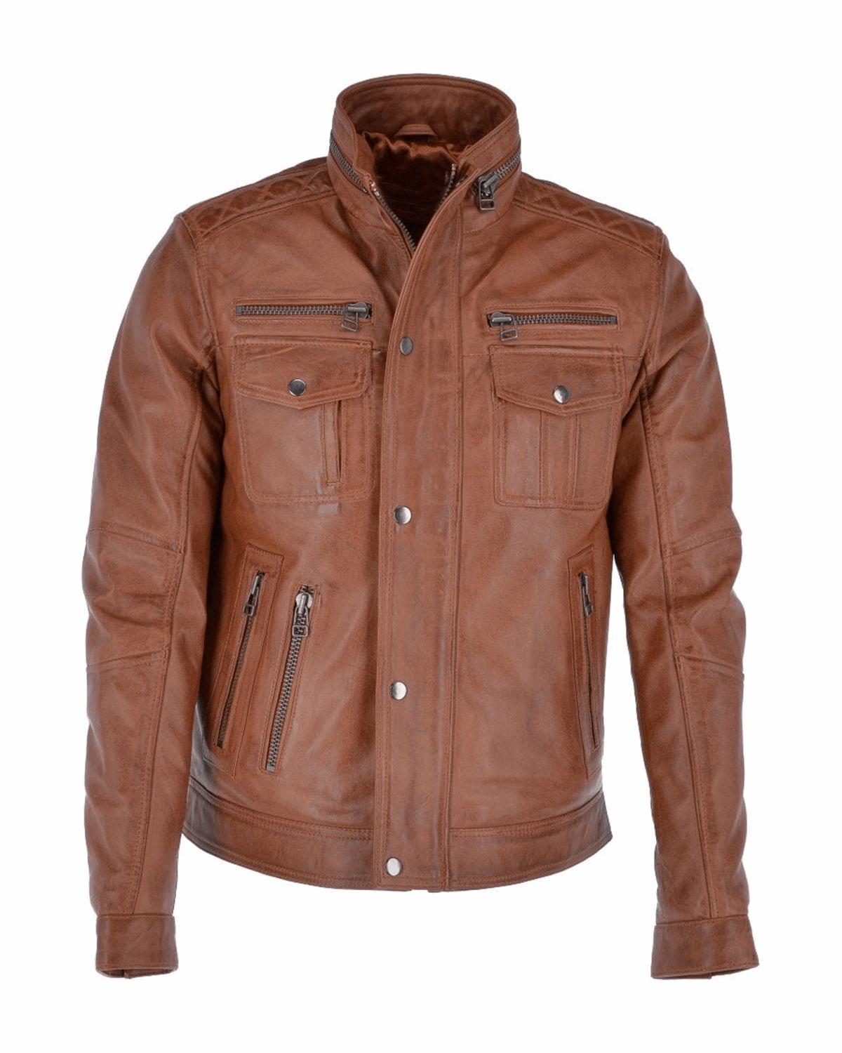 Men's Seven Pocket Biker Real Leather Jacket