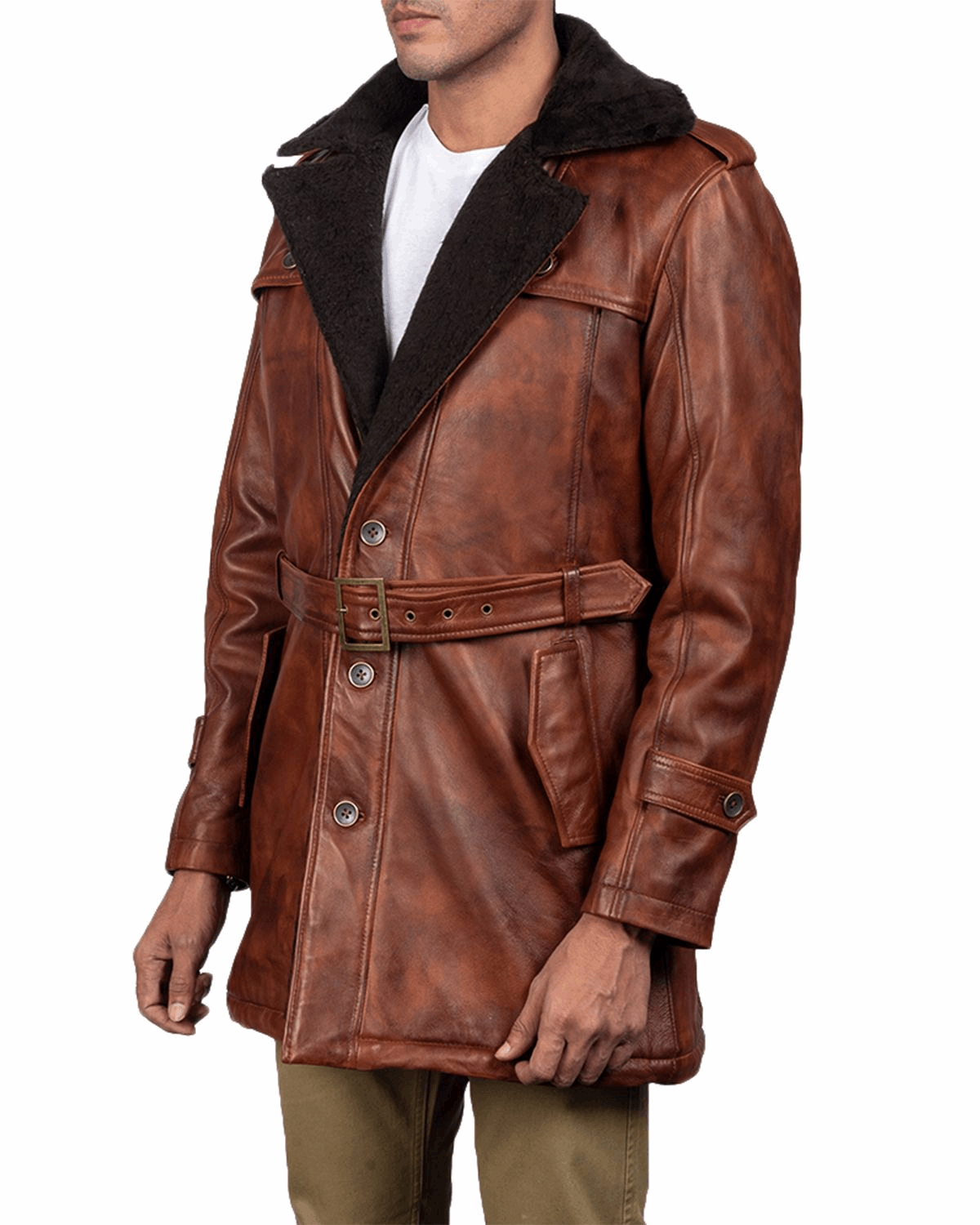 Men's Hunter Distressed Brown Fur Coat