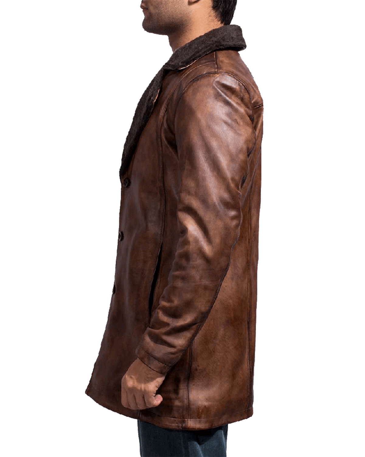 Men's Distressed Brown Fur Coat