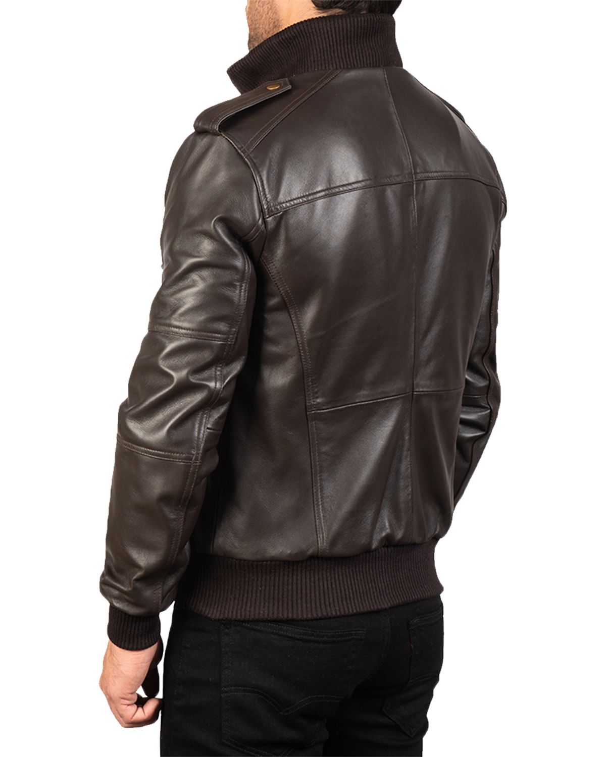 Men's Shadow Brown Bomber Leather Jacket