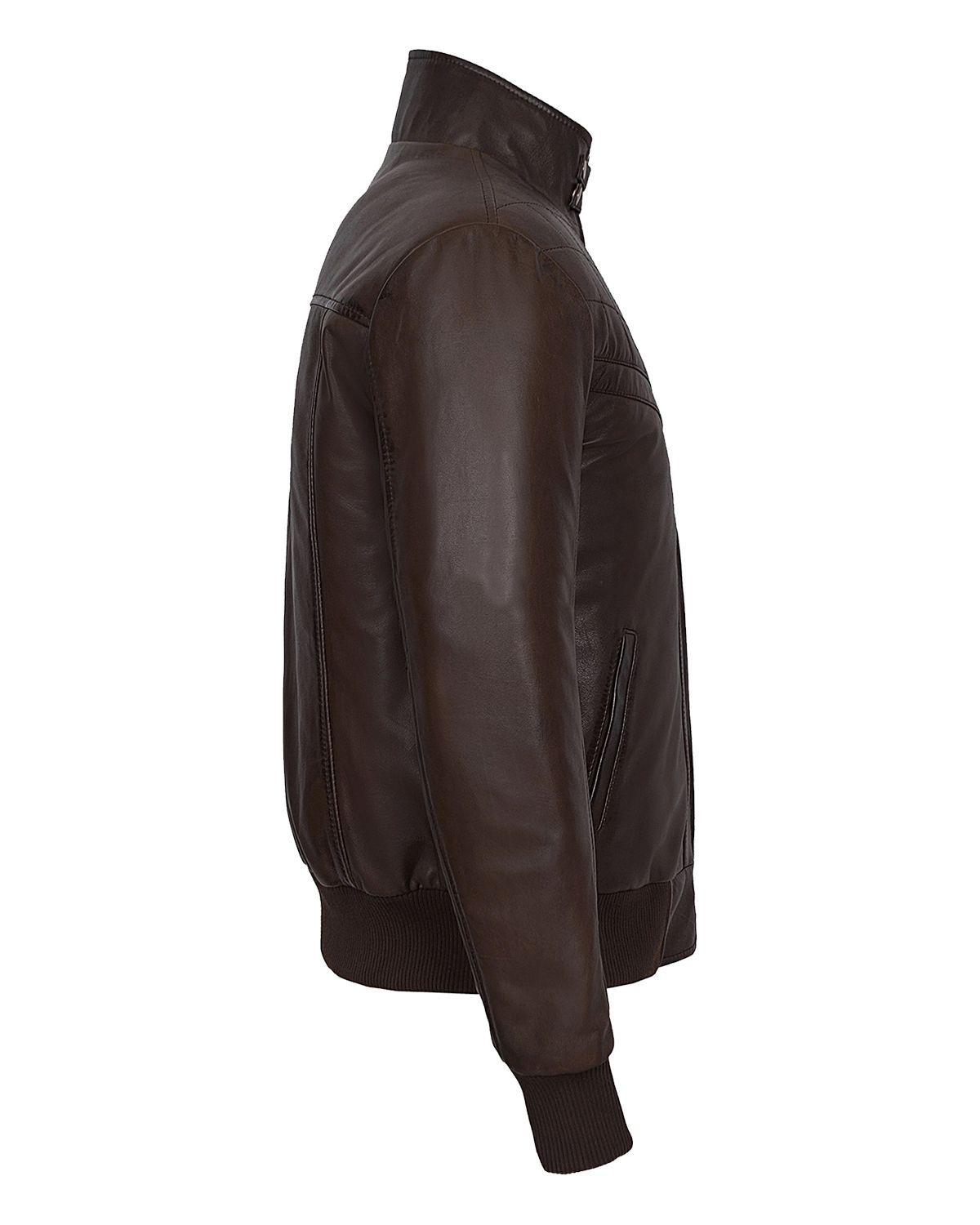 Mens Quilted Brown Retro Bomber Leather Jacket