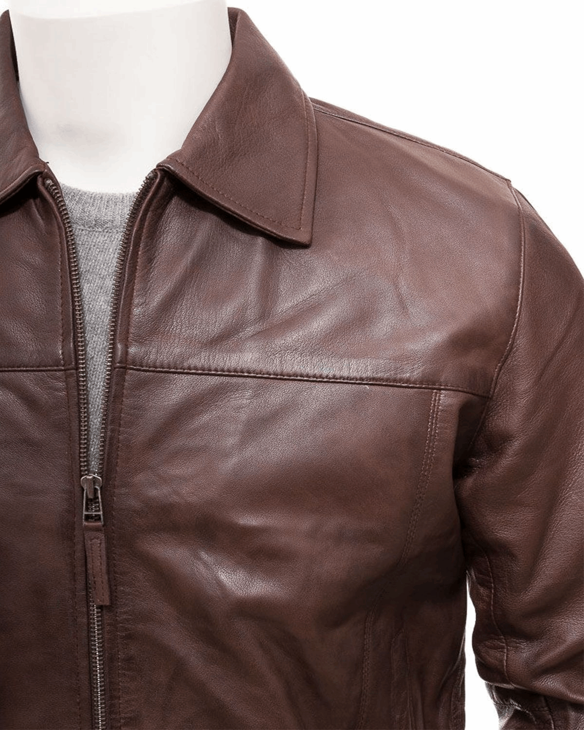 Men's Harrington Style Real Sheepskin Leather Jacket