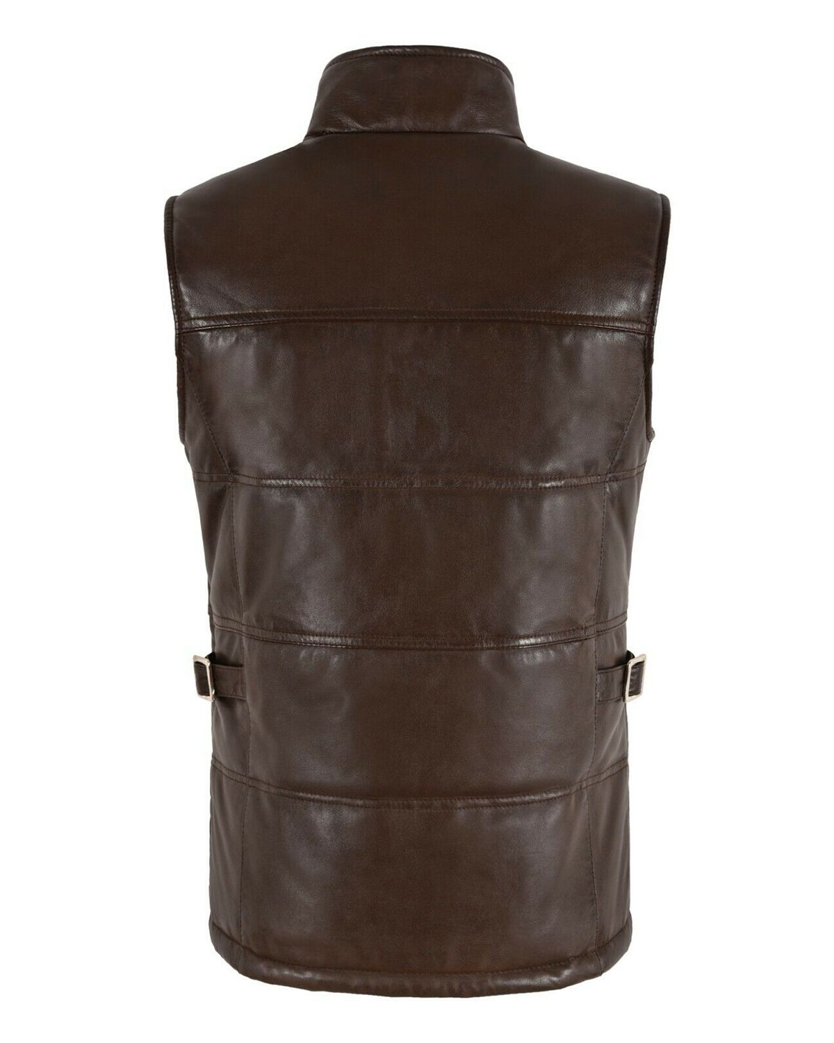 Women's Quilted Padded Brown Leather Vest