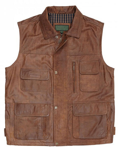 Mens Alf Tan Brown Leather Vest