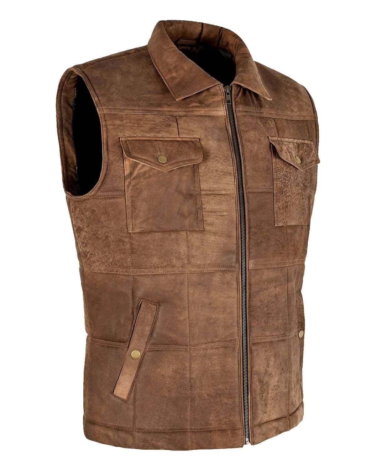 Men's Vintage Brown Body Warmer Leather Vest