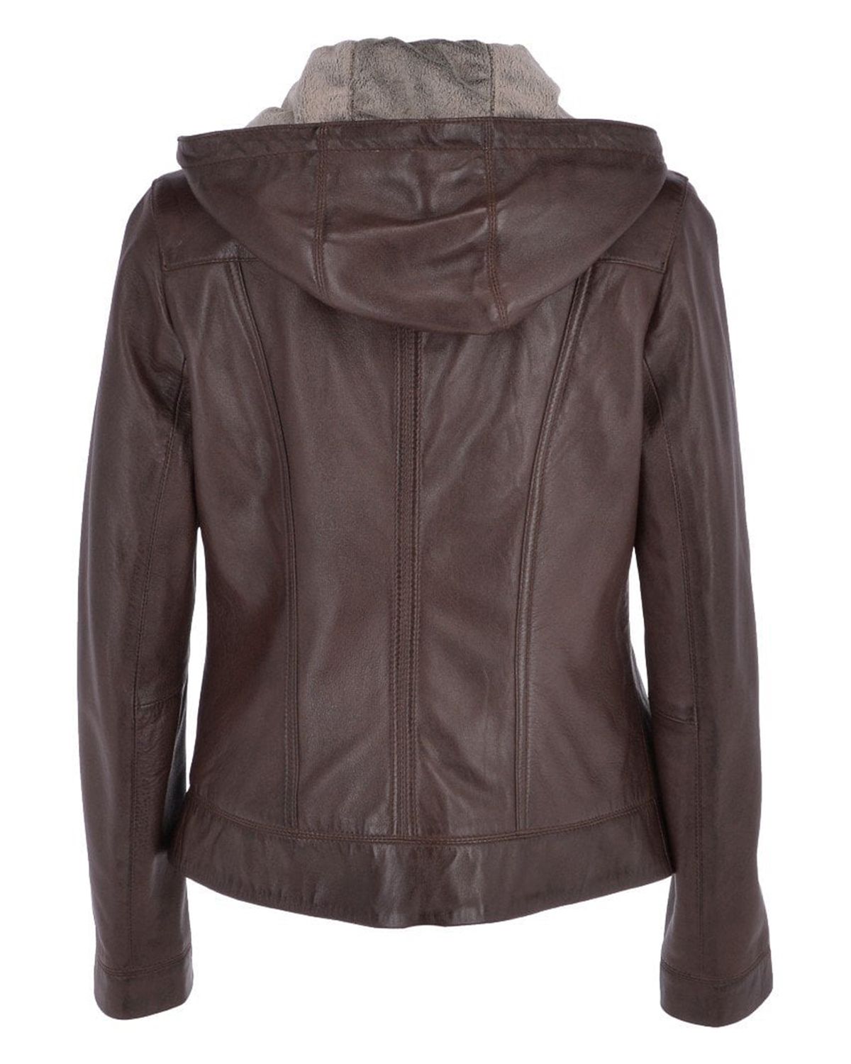 Women's Two-In-One Leather Hooded Jacket