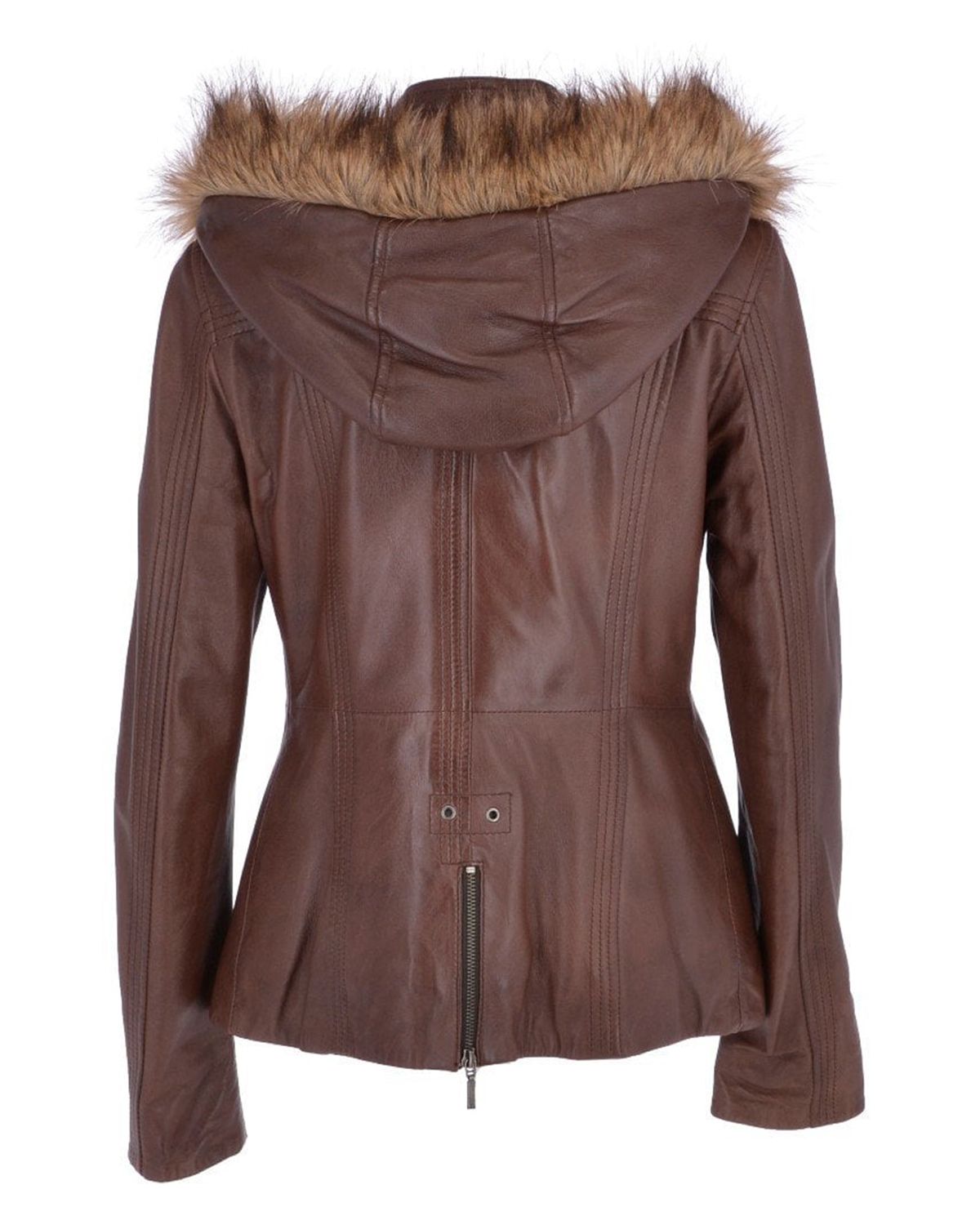 Womens Hooded Biker Real Sheepskin Leather Jacket