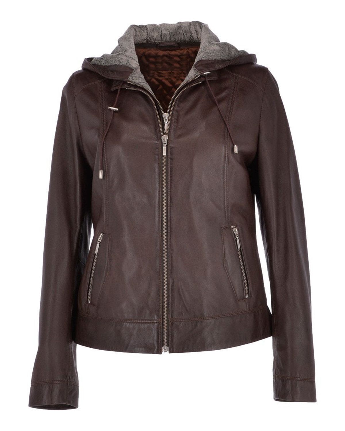 Women's Two-In-One Leather Hooded Jacket