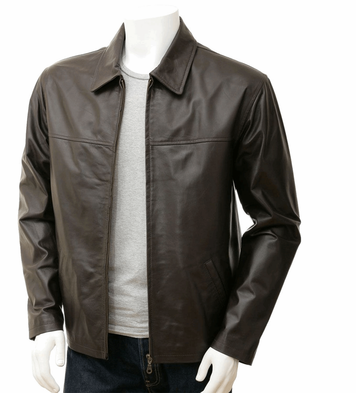 Men's Harrington Style Real Sheepskin Leather Jacket