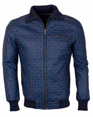 Casual Blue Embroidered Stylish Leather Jacket