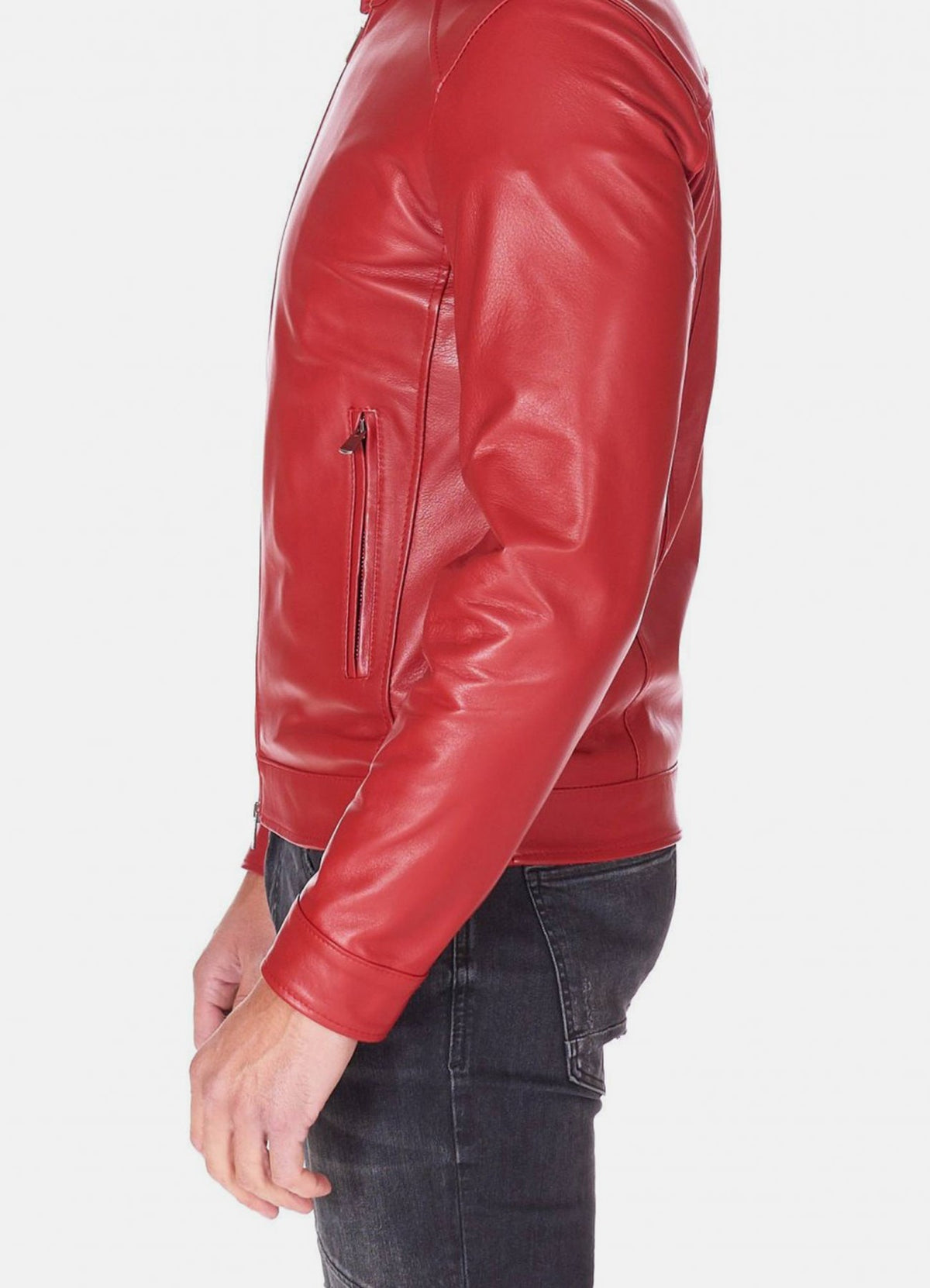 Mens Premium Red Biker Leather Jacket