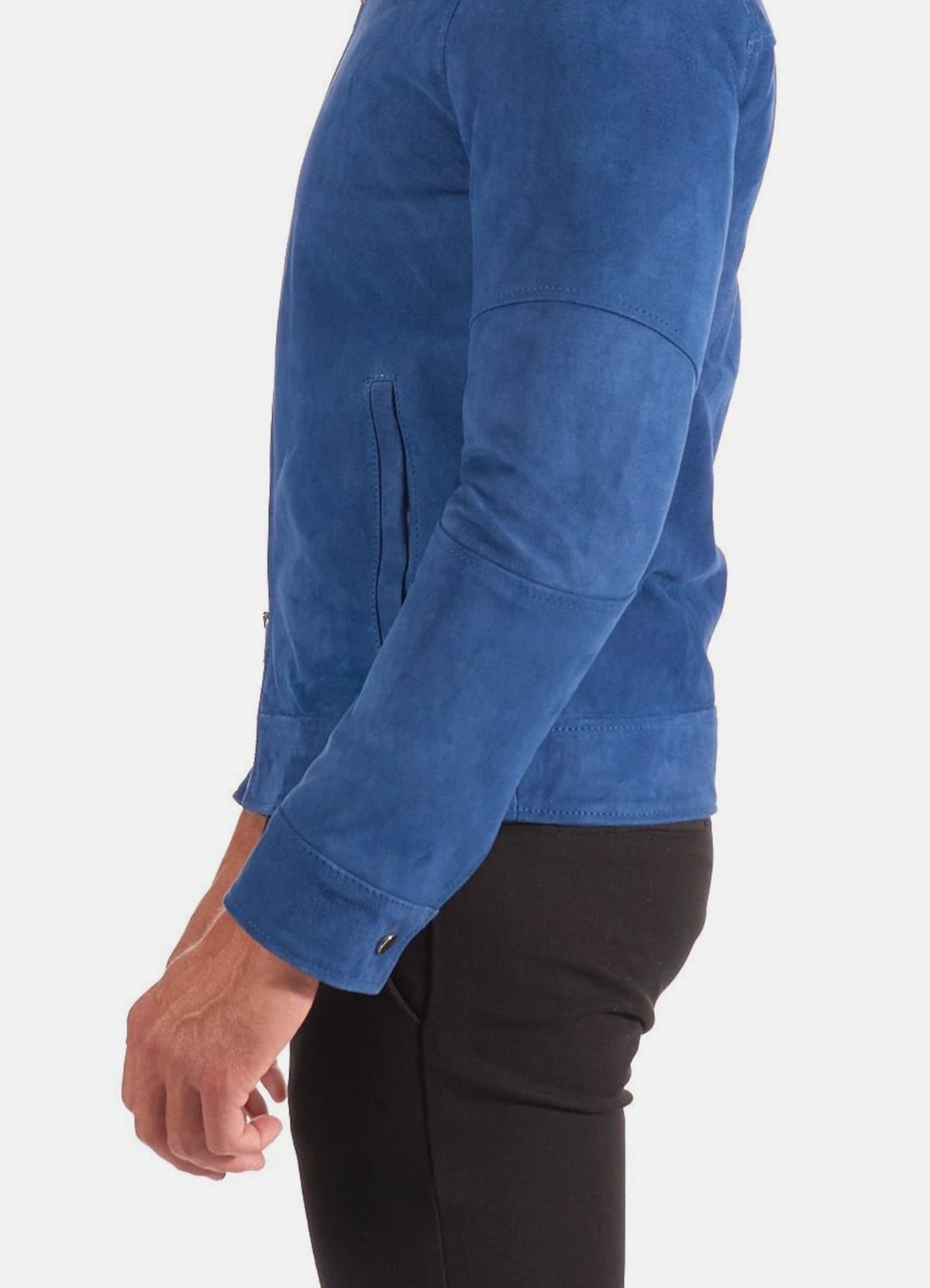 Mens Classic Blue Suede Leather Jacket