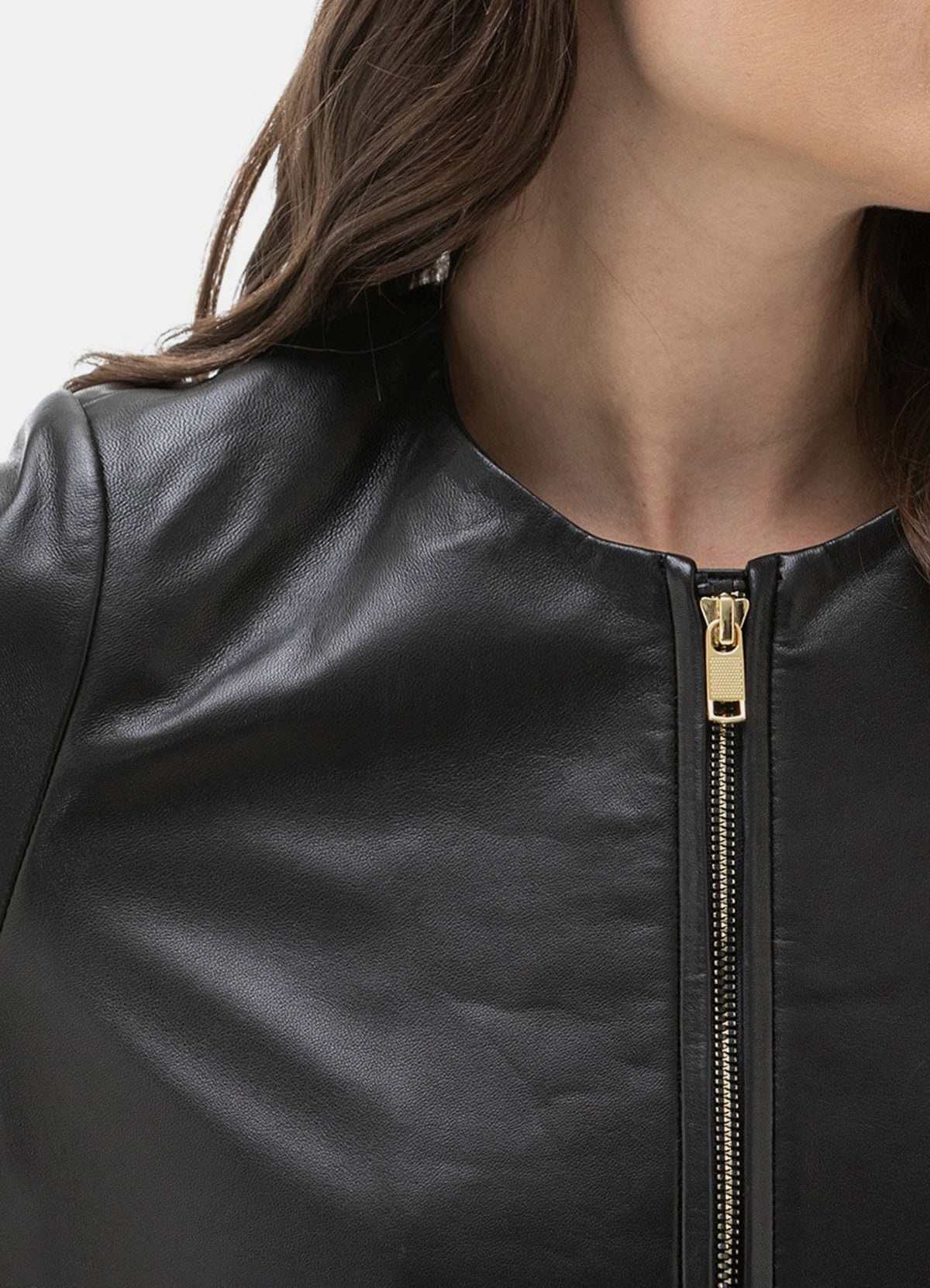 Womens Piano Black Bomber Leather Jacket