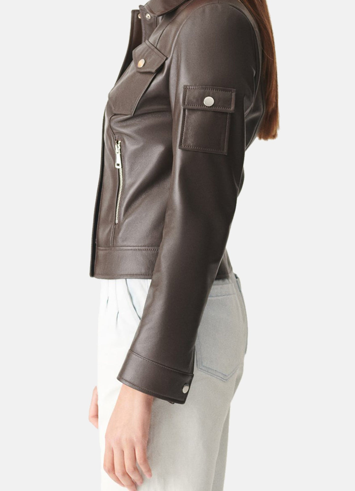 Womens Dark Brown Sports Biker Leather Jacket