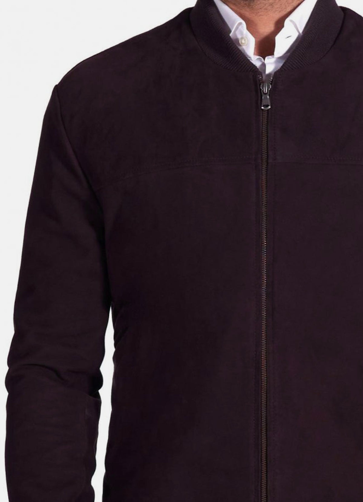 Mens Dark Purple Suede Leather Jacket