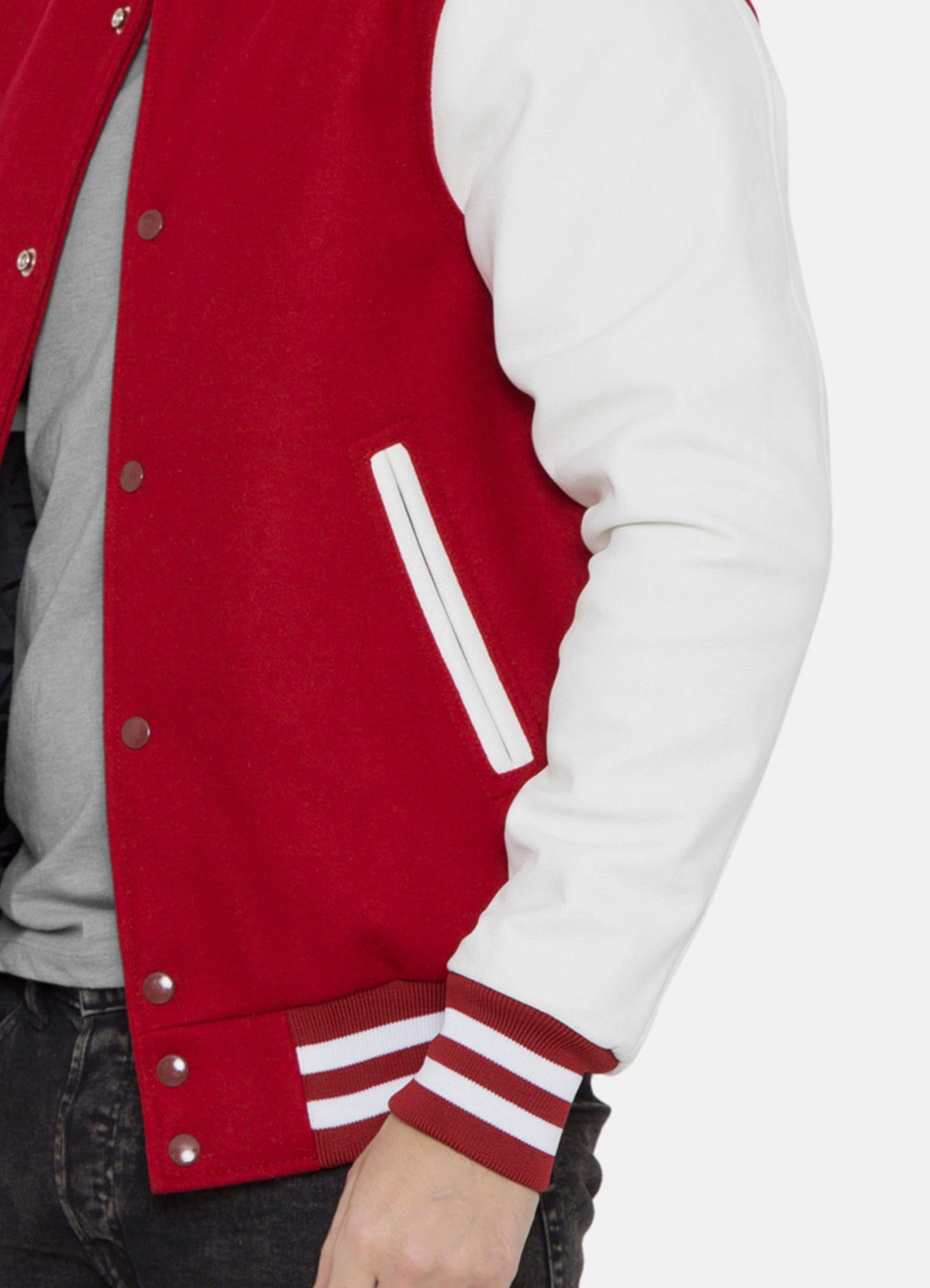 Mens Casual Red and White Varsity Jacket