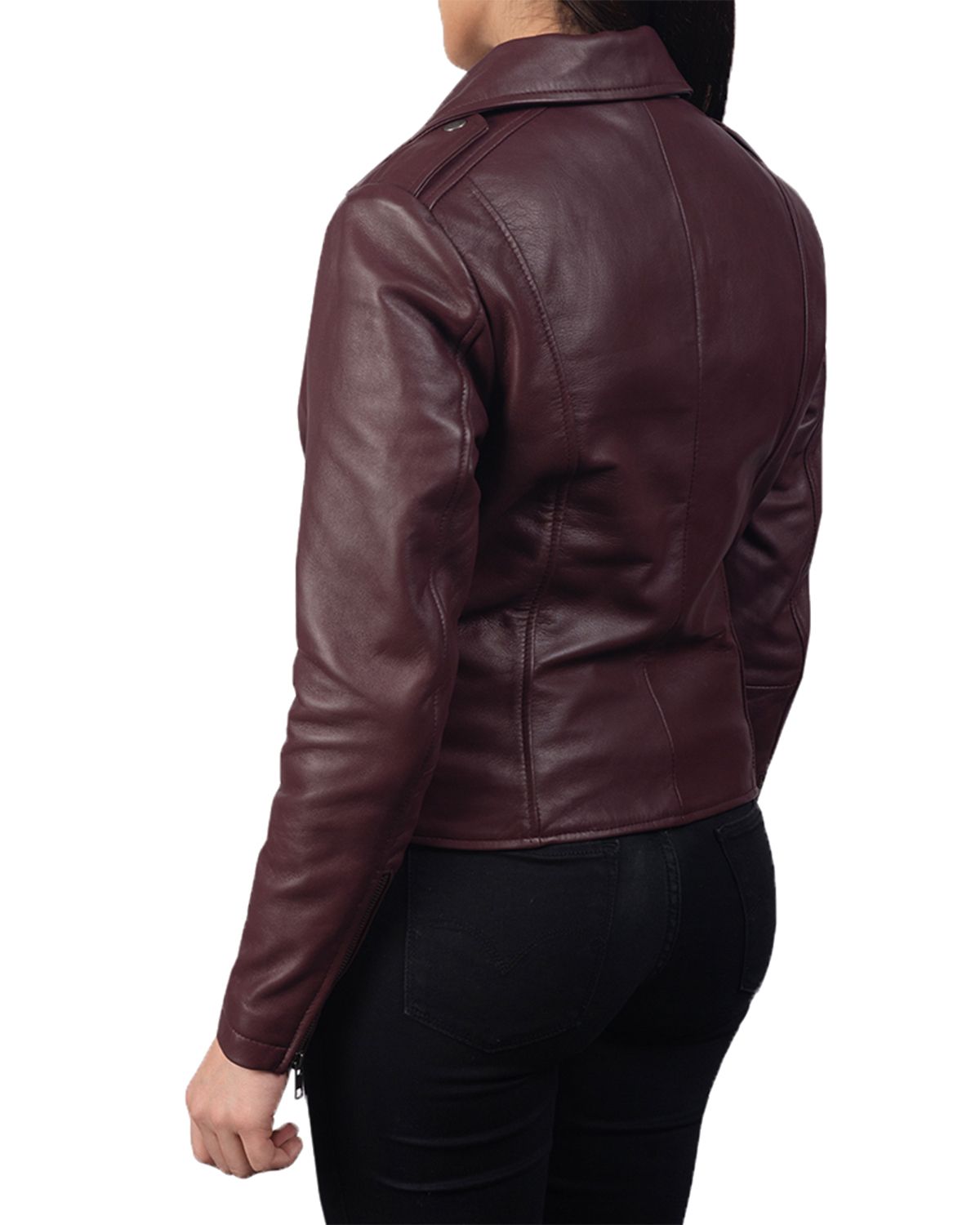 Women's Notch Collar Stylish Biker Leather Jacket