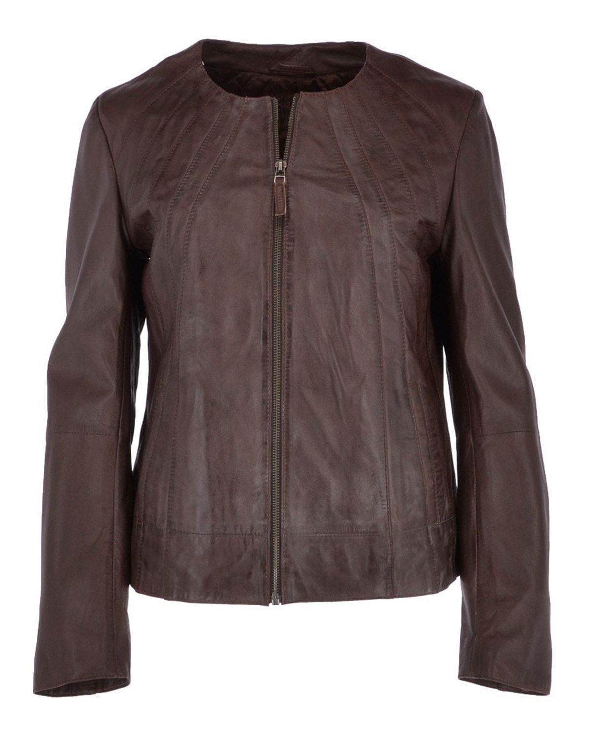 Women's Stylish Collarless Genuine Sheepskin Leather Jacket