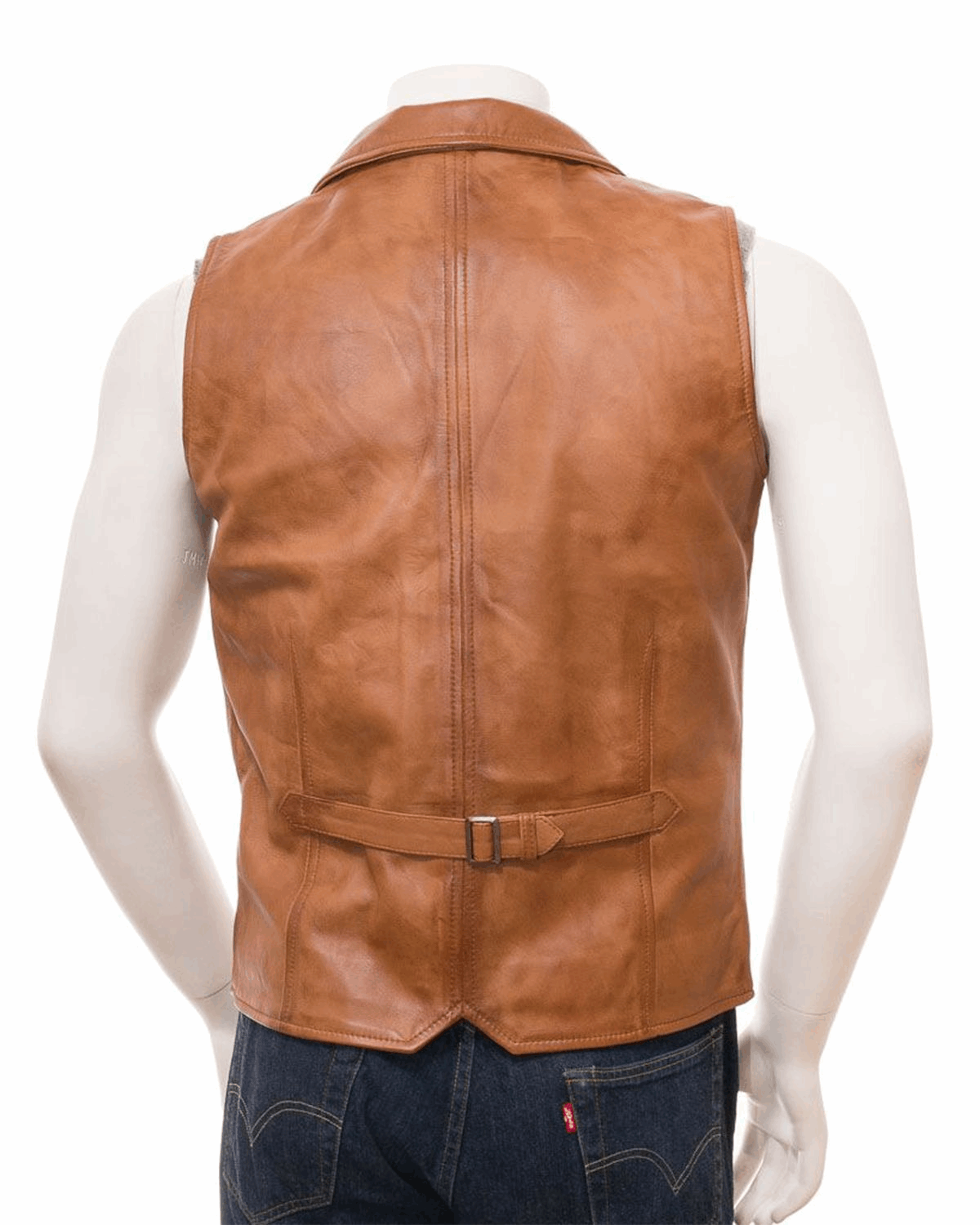 Men's Distressed Genuine Sheepskin Leather Vest