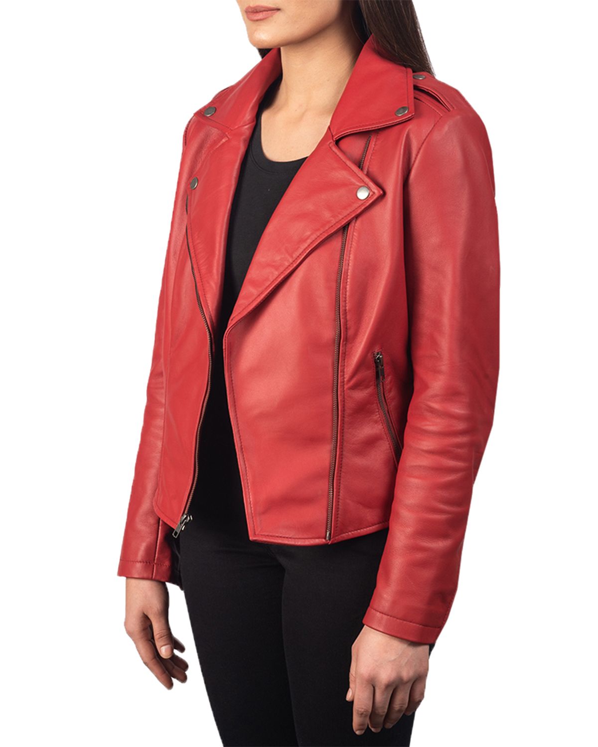 Women's Notch Collar Stylish Biker Leather Jacket