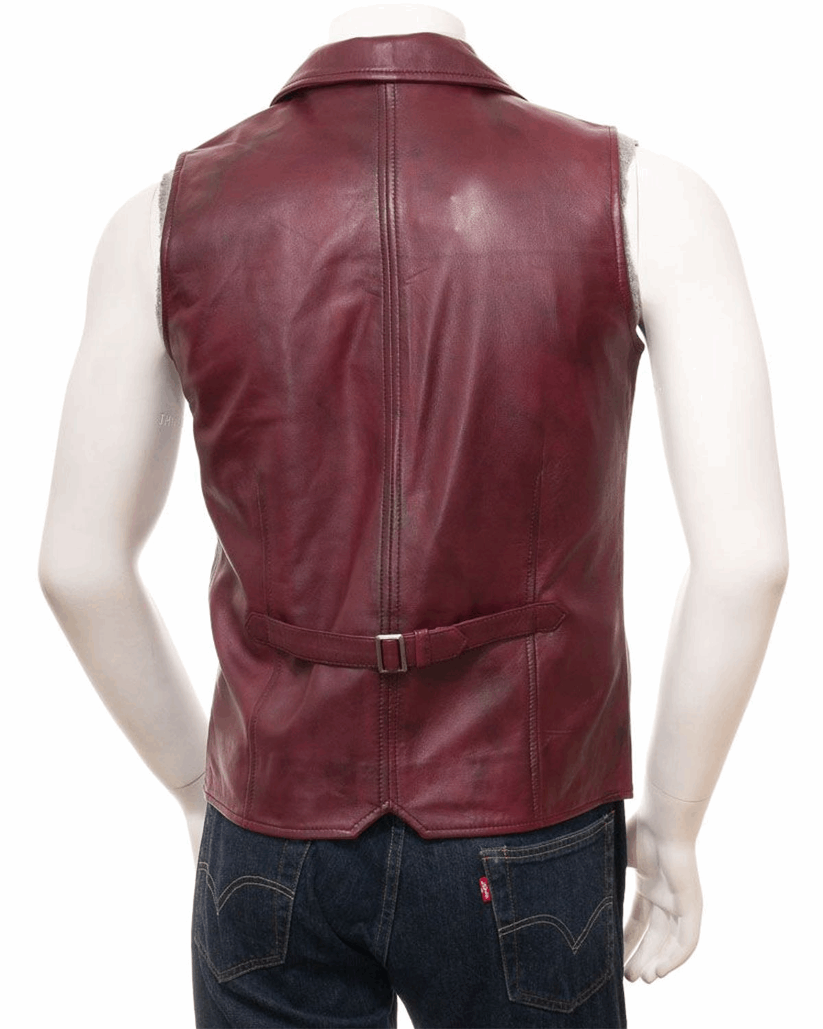 Men's Distressed Genuine Sheepskin Leather Vest