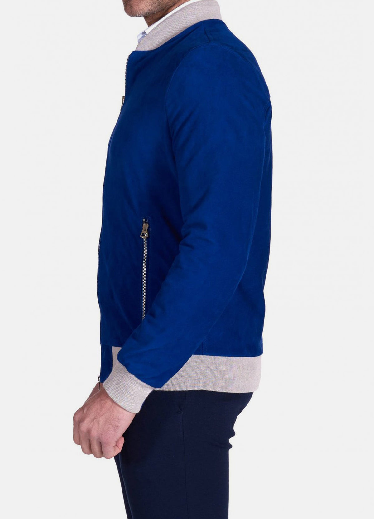 Mens Highstreet Blue Suede Leather Jacket