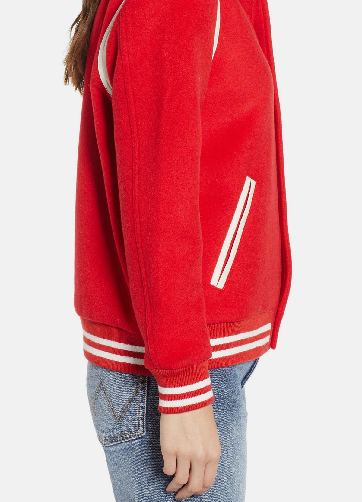 Womens Bright Red Varsity Jacket