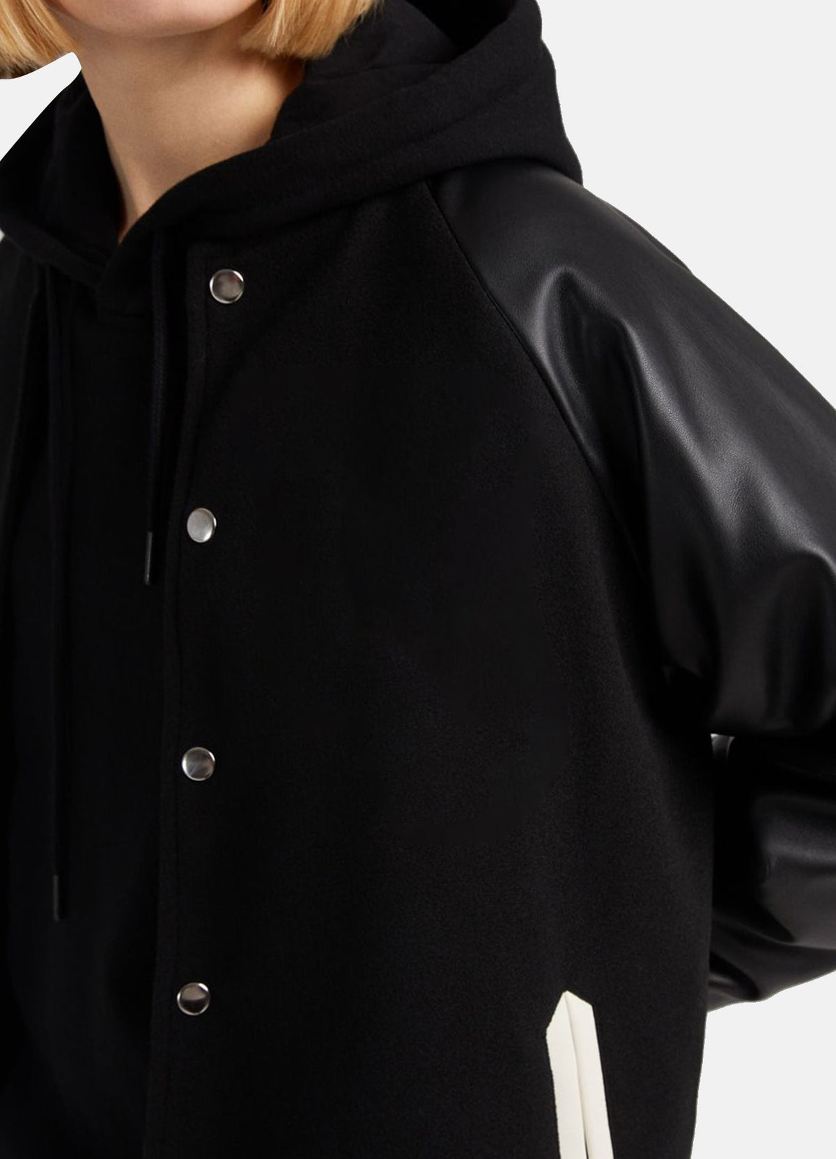 Womens Oversized Black Varsity Jacket