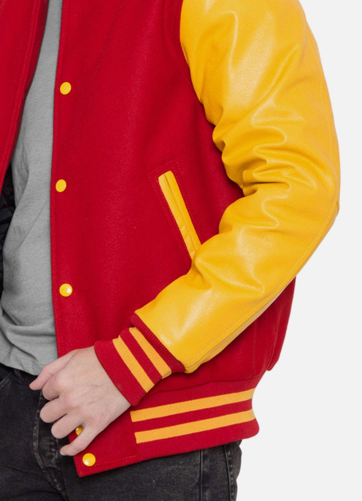 Mens Iconic Red and Yellow Varsity Jacket