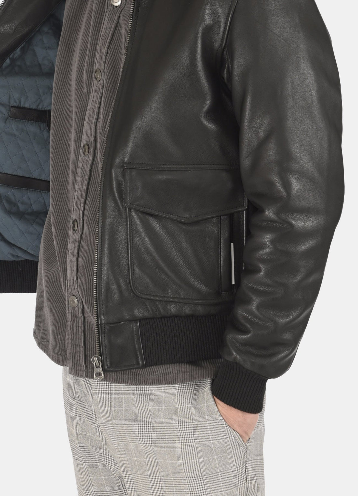 Mens Soft Black Bomber Leather Jacket