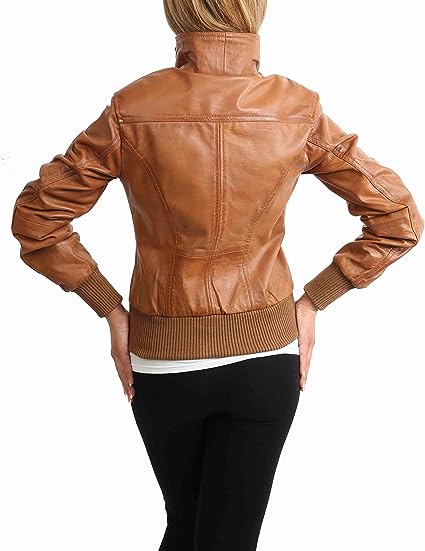 Womens Classic Bomber Real Leather Jacket