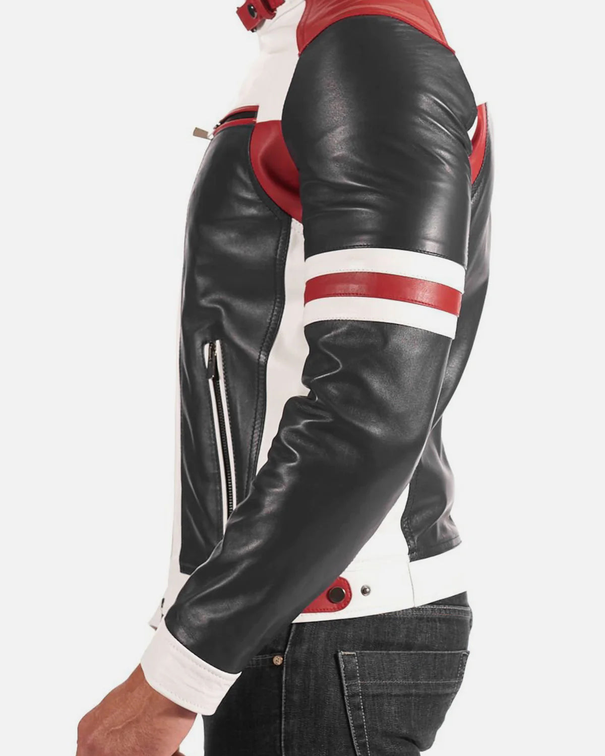 Mens Multi Color Biker Leather Jacket