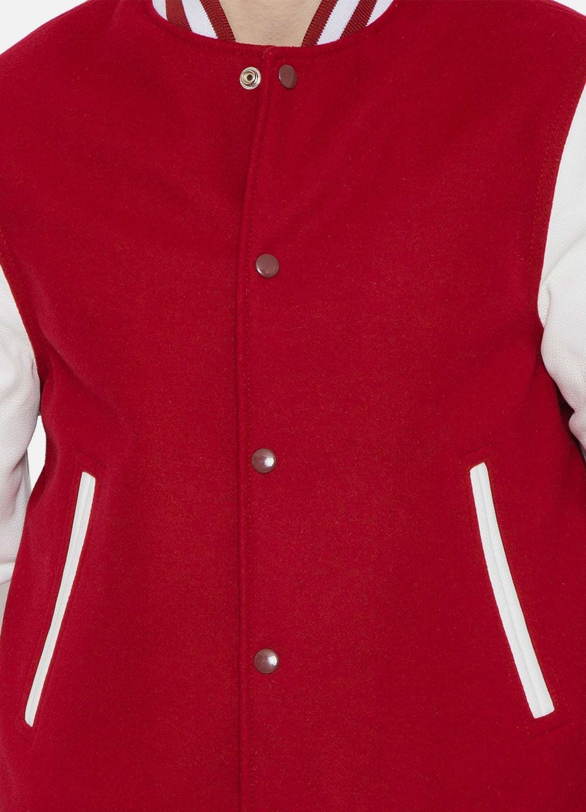 Mens Casual Red and White Varsity Jacket